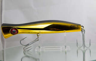 Halco Rooster Popper Haymaker 195 Chrome Gold Black Back H51